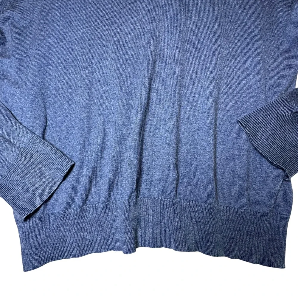 Banana Republic Mens Blue Silk Cotton Cashmere V-Neck Sweater Large Luxury Blend